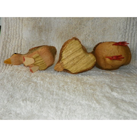 Paper Mache Handmade Art ‎ Farm Animals Country Décor Rabbit Chicken Duck - Picture 6 of 12